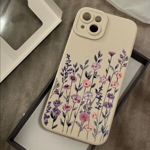 Floral Beige Phone Case with Botanical Design